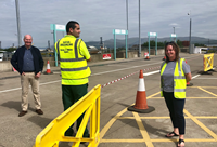 Final preparations are being made for the reopening of Inverclyde Council's main recycling centre at Pottery Street in Greenock. Councillor Michael McCormick, Convener of Environment & Regeneration, is pictured, left, with staff.